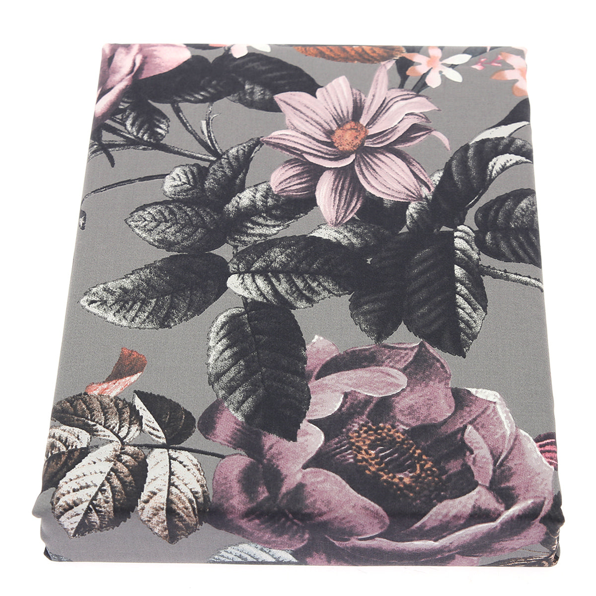 Grey Floral Motifs Double Bed Sheet