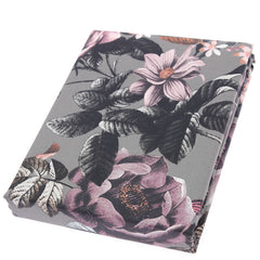 Grey Floral Motifs Double Bed Sheet
