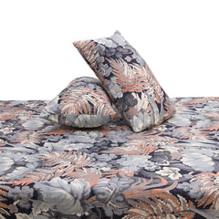 Palm Leafs Double Bed Sheet Set (90x96”) – Soft Cotton Fabric with Matching Pillow Covers, Floral Print Design