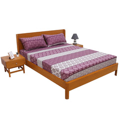 Damask Pattern Double Bed Sheet Set (90x94”) – Premium Cotton Blend Fabric with Matching Pillow Covers