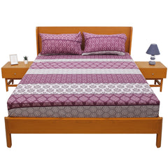 Damask Pattern Double Bed Sheet Set (90x94”) – Premium Cotton Blend Fabric with Matching Pillow Covers