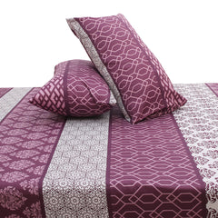 Damask Pattern Double Bed Sheet Set (90x94”) – Premium Cotton Blend Fabric with Matching Pillow Covers