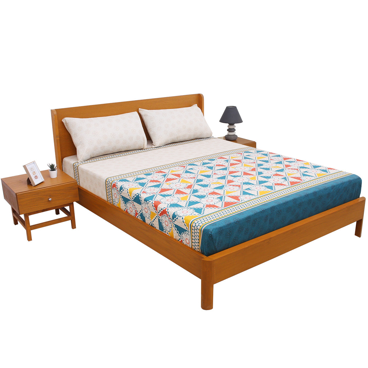 Circle Border Double Bed Sheet 90x96 - Habitt
