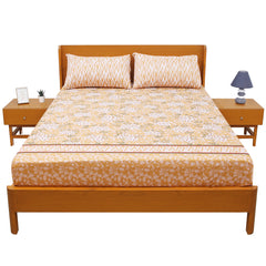 White Floral Double Bed Sheet  90x96 - Habitt