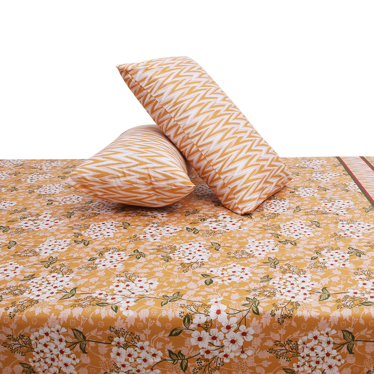 White Floral Double Bed Sheet  90x96 - Habitt