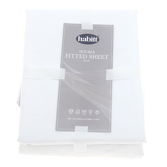 White Double Fitted Sheet 72x78"(P) - Habitt