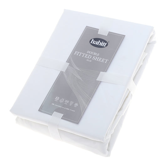 White Double Fitted Sheet 72x78"(P) - Habitt