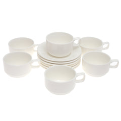 6-Piece Cup & Saucer Set – Elegant White Ceramic