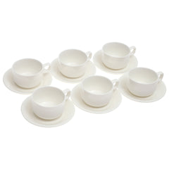 6-Piece Cup & Saucer Set – Elegant White Ceramic