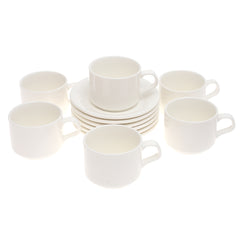 6-Piece Cup & Saucer Set – Elegant White Ceramic