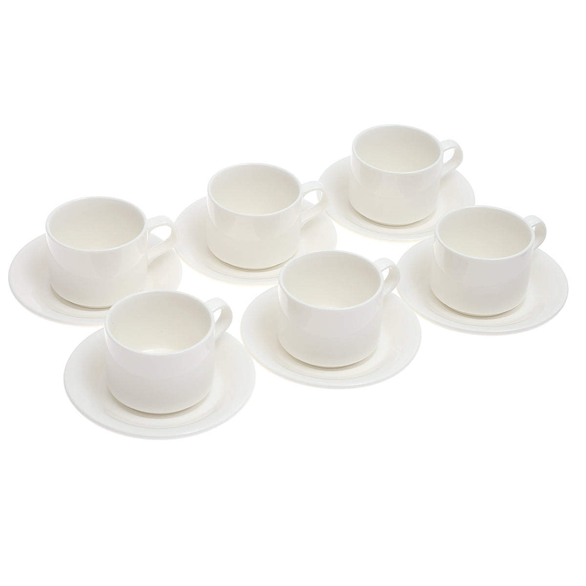 6-Piece Cup & Saucer Set – Elegant White Ceramic