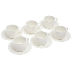 6-Piece Cup & Saucer Set – Elegant White Ceramic