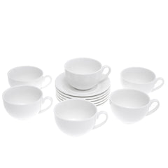 6-Piece Cup & Saucer Set – Elegant White Ceramic