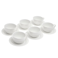 6-Piece Cup & Saucer Set – Elegant White Ceramic