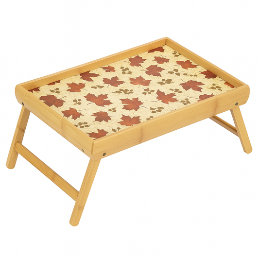 Bamboo Bed Tray with Printed Top – Autumn Leaf Design