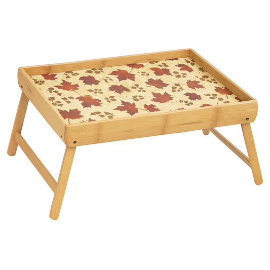 Bamboo Bed Tray with Printed Top – Autumn Leaf Design