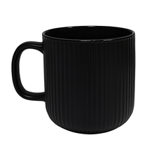 360ML Ribbed Ceramic Mugs – Black & Grey