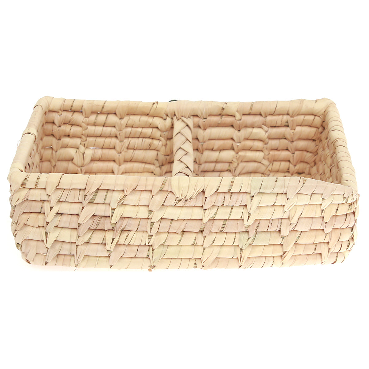 BASKET PALM LEAF & STRAW L8X W4.5XH3INCH