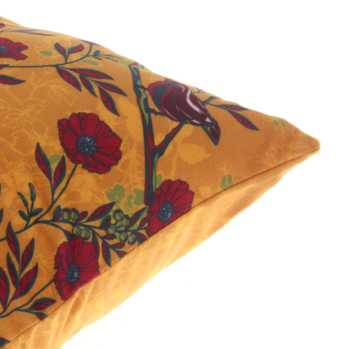 Ochre Floral Cushion Cover 18x18"