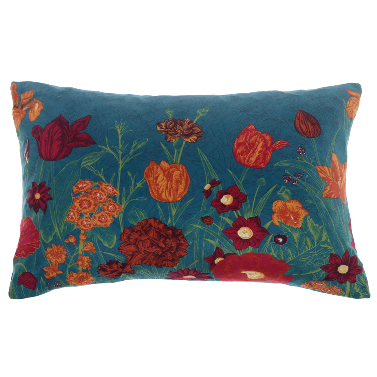 Teal Florals Cushion Cover 12x18"