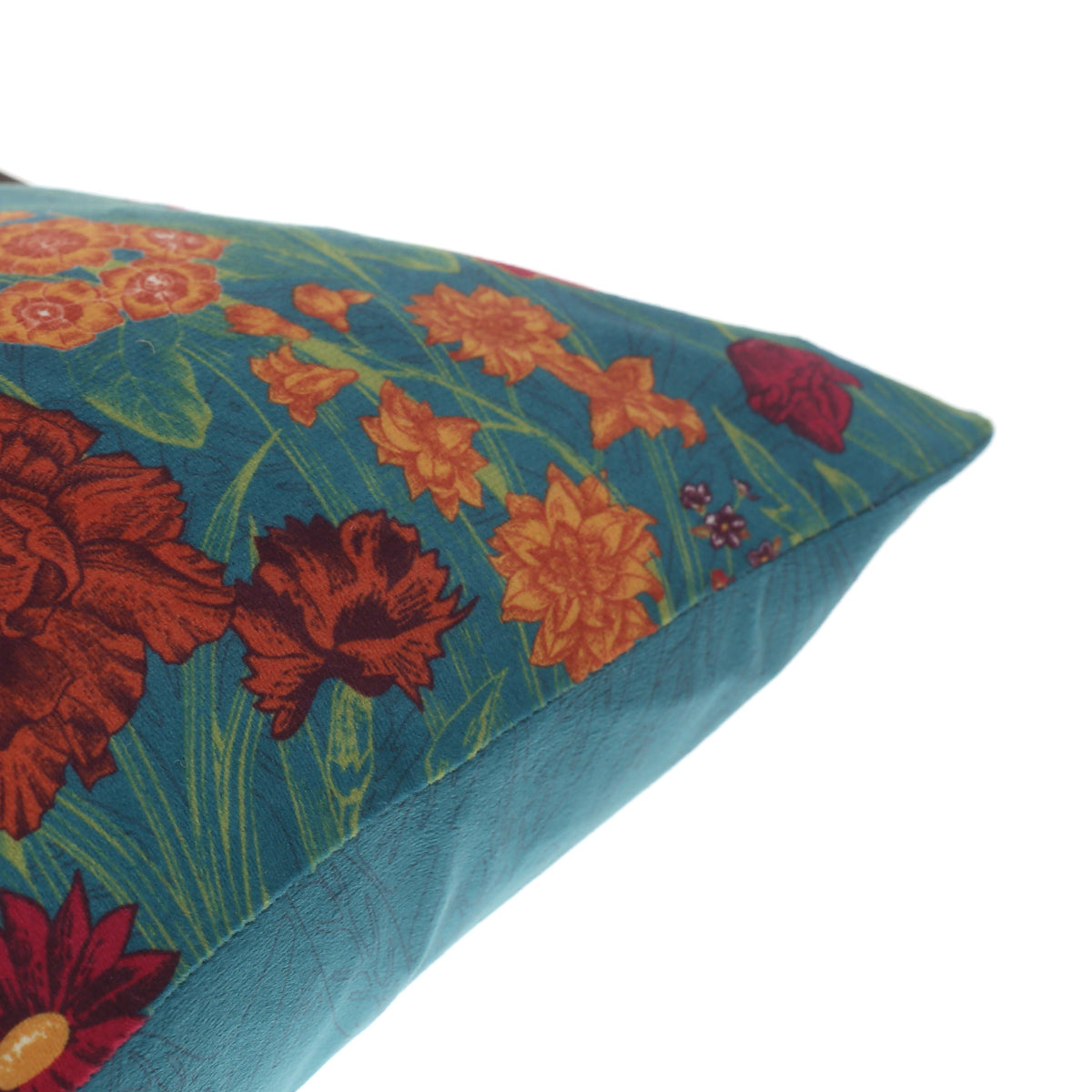 Teal Florals Cushion Cover 12x18"