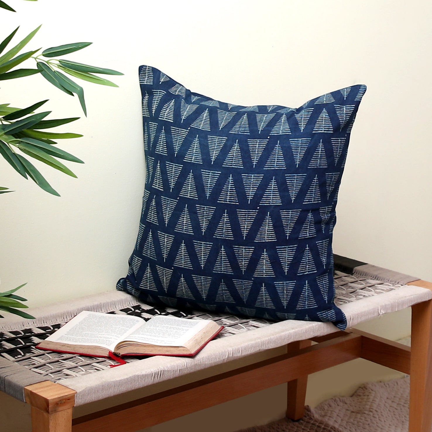 Blue Triangles Cushion Cover 20x20