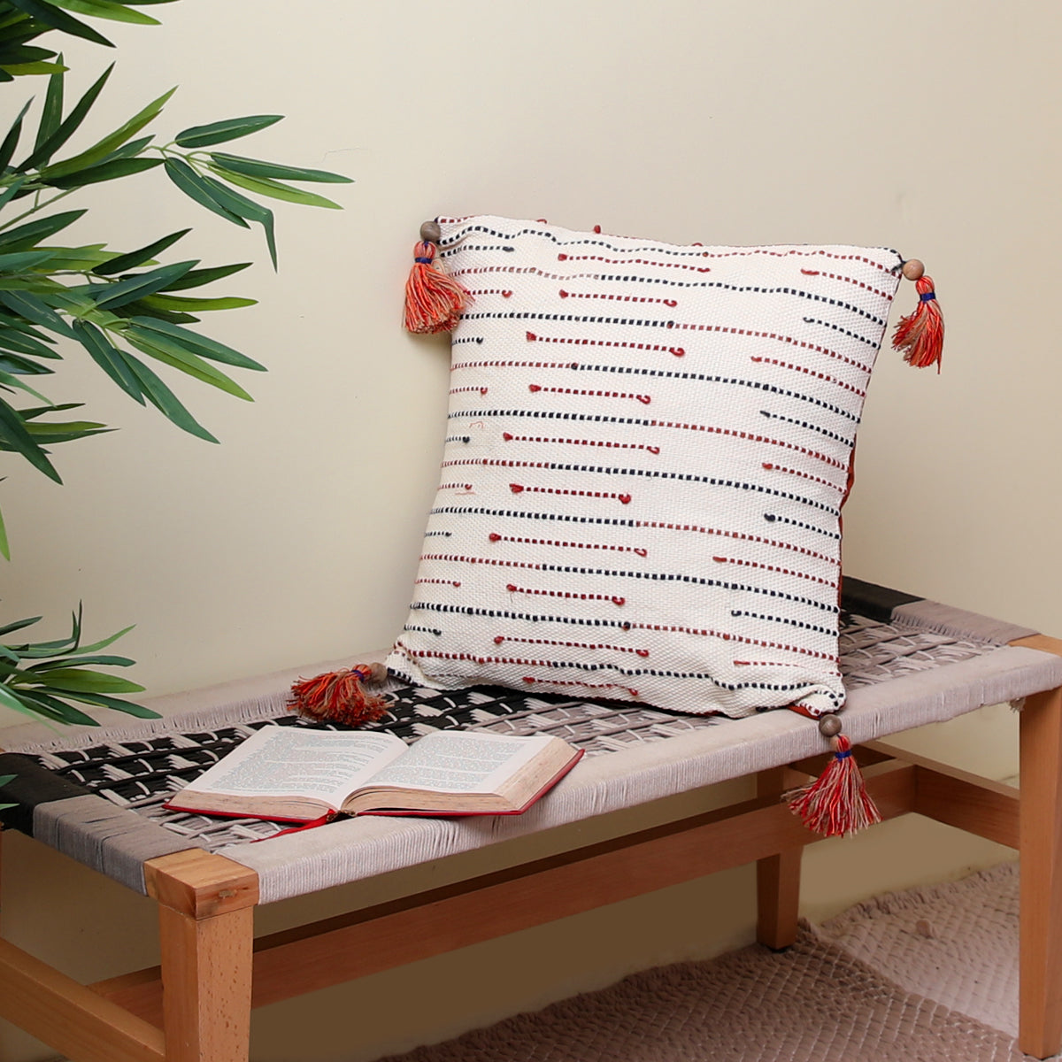 Mystic White Patterns Cushion Cover 18x18"