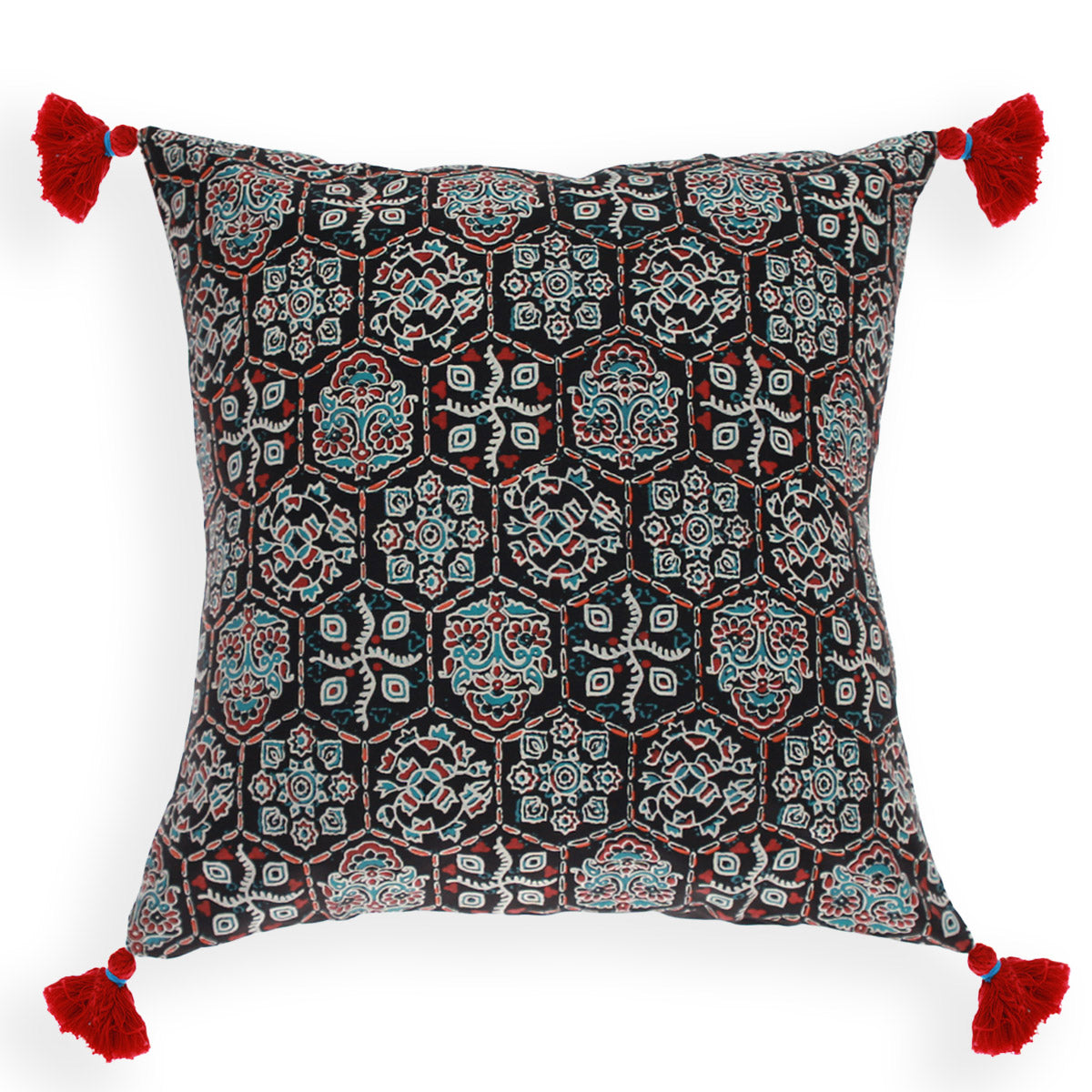 Denim Ethnic Cushion Cover 20x20"