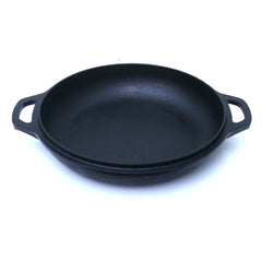 Cast Iron Skillet 9.5 Inch (24 CM), Double Grip Naturally Non Stick, Seasoned. Krucible Kitchen, Frying Pan