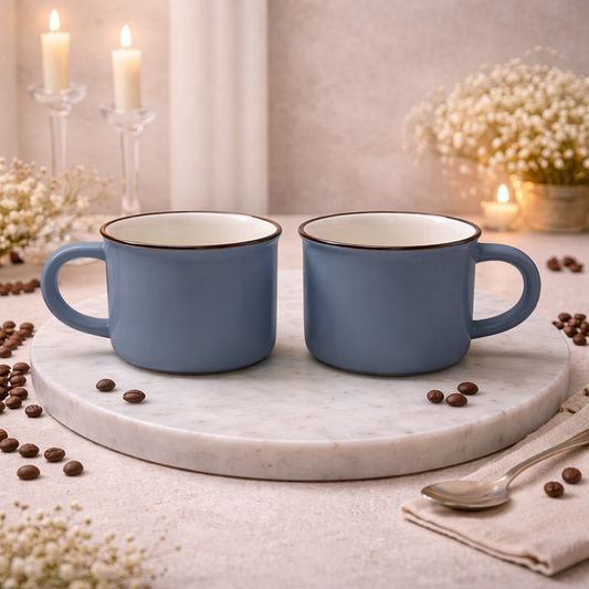 Mini Mug Pack of 2 – Ceramic Coffee Cups, Stylish Small Tea & Espresso Mugs Set - Habitt