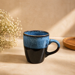 Dual Tone Blue & Black Coffee Mug – Textured Ceramic Tea & Coffee Cup - Habitt