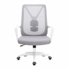 Valas Grey Executive Office Chair – Ergonomic Mesh Back Fabric Seat with Adjustable Swivel & Lumbar Support - Habitt