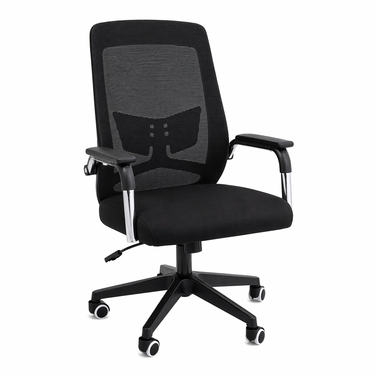 Grafton Black Executive Office Chair – Ergonomic Mesh Back Fabric Seat with Lumbar Support & Swivel Base - Habitt