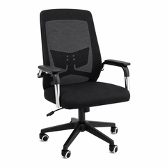 Grafton Black Executive Office Chair – Ergonomic Mesh Back Fabric Seat with Lumbar Support & Swivel Base - Habitt