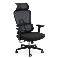 Nexora Executive Office Chair with Headrest – Ergonomic Mesh Back Fabric Seat with Lumbar Support & Adjustable Arms - Habitt