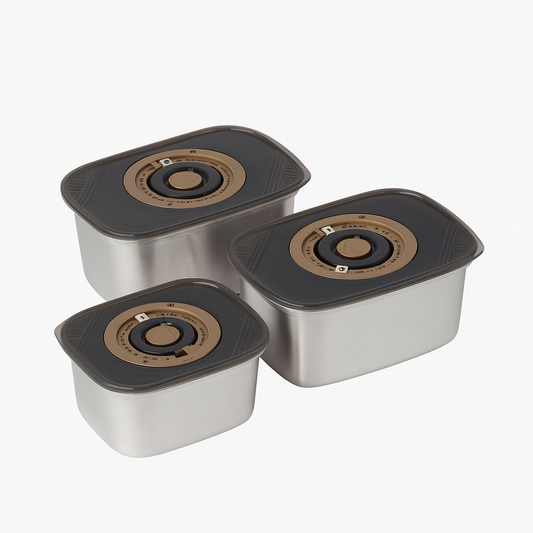 Silver Stainless Steel 304 Airtight Storage Container Set – 750ml, 1000ml, 1250ml