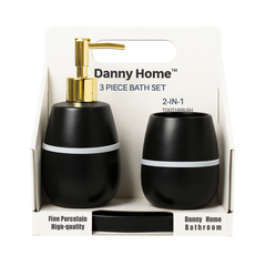 3 Pcs Bathroom Accessory Set – Soap Dispenser, Tumbler & Soap Dish