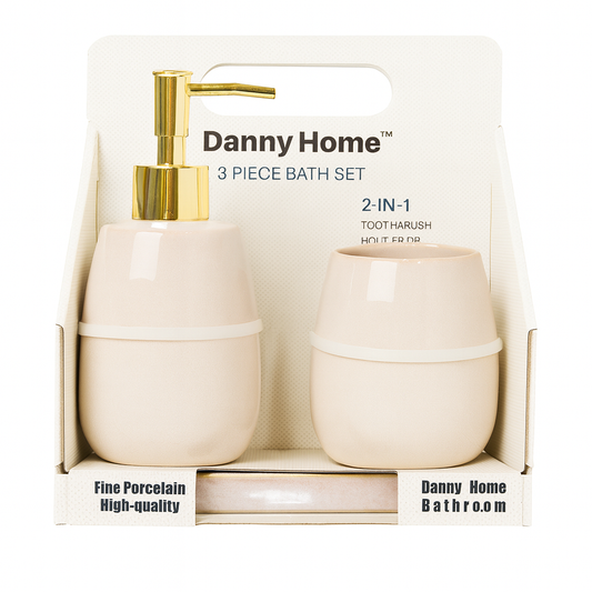 3 Pcs Bathroom Accessory Set – Soap Dispenser, Tumbler & Soap Dish
