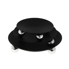 3 Pcs Round Iron Tray Set – Black Finish with Silver Ball Stands