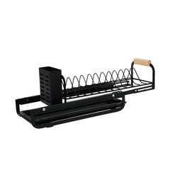 Metal Plate Rack – Black with Wooden Handle