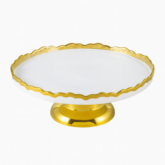 Gold-Edged Cake Plate – Elegant Pedestal Stand
