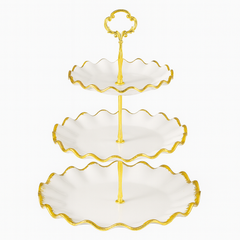 Super Dine 3 Tier – White & Gold Finish