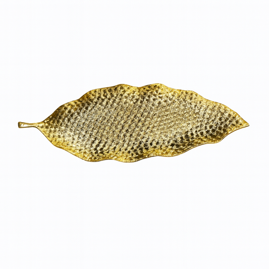 Super Dine Dotted Leaf Platter – Gold Finish