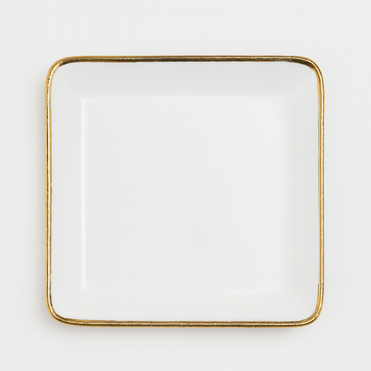 8" Deep Square Plate with Gold Rim – Elegant Ceramic Dinnerware