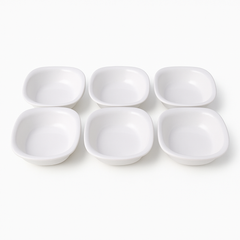 6PCS Solecasa White Square Ceramic Bowl Set – Minimalist Snack & Dip Bowls