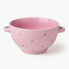 750ML Polka Dot Ceramic Bowl with Handles – Pink, Purple, Green & Orange Variants