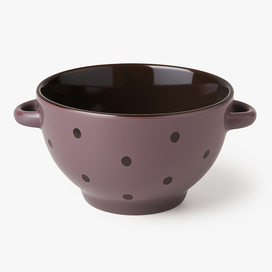 750ML Polka Dot Ceramic Bowl with Handles – Pink, Purple, Green & Orange Variants