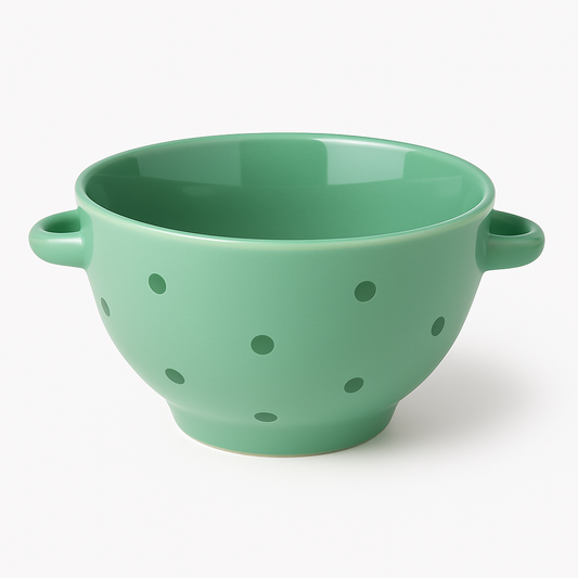 750ML Polka Dot Ceramic Bowl with Handles – Pink, Purple, Green & Orange Variants