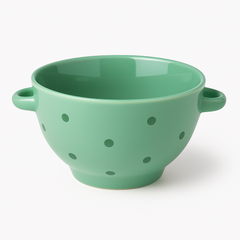 750ML Polka Dot Ceramic Bowl with Handles – Pink, Purple, Green & Orange Variants