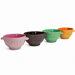 750ML Polka Dot Ceramic Bowl with Handles – Pink, Purple, Green & Orange Variants